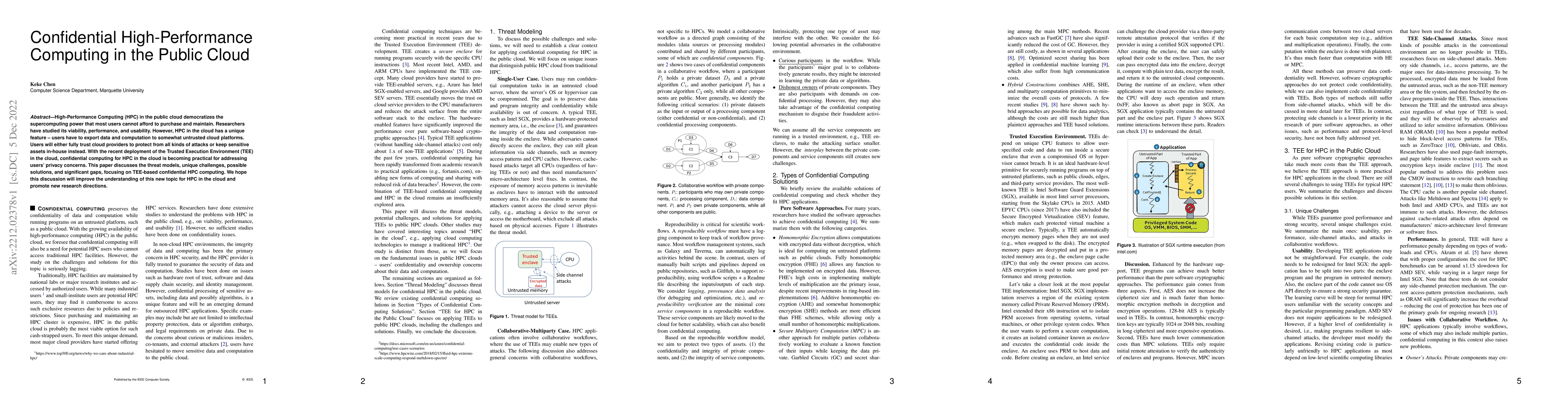 Thumbnail for Confidential High-Performance Computing in the Public Cloud