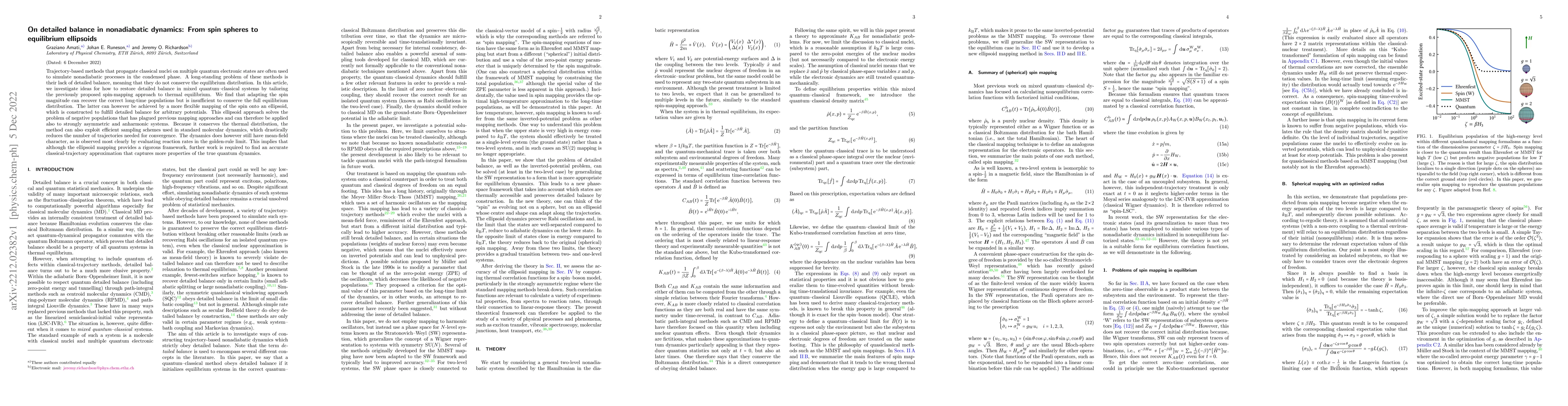 Thumbnail for On detailed balance in nonadiabatic dynamics: From spin spheres to
  equilibrium ellipsoids