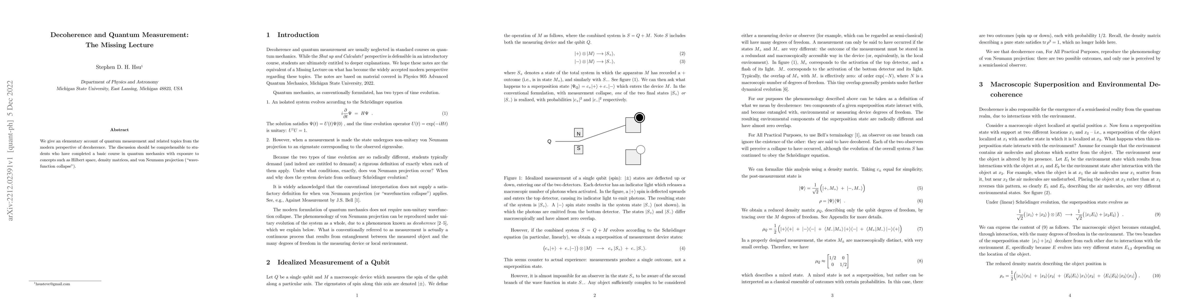 Thumbnail for Decoherence and Quantum Measurement: The Missing Lecture
