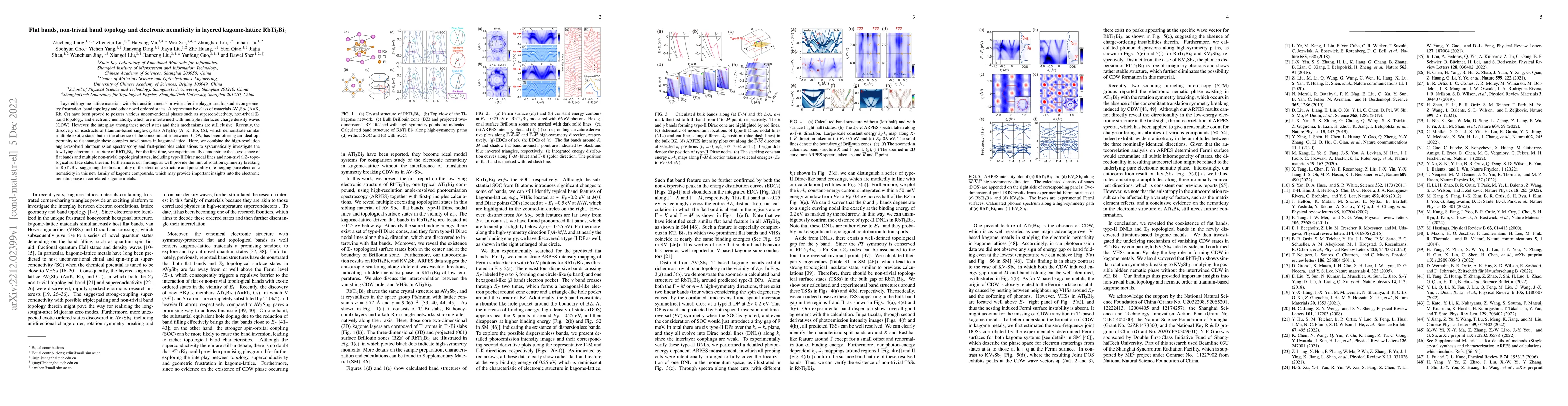Thumbnail for Flat bands, non-trivial band topology and electronic nematicity in
  layered kagome-lattice RbTi$_3$Bi$_5$