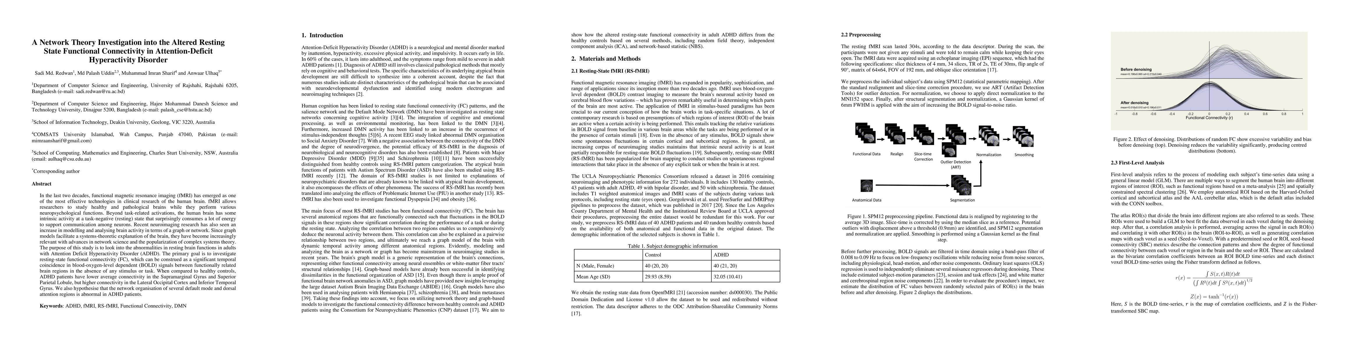 Thumbnail for A Network Theory Investigation into the Altered Resting State Functional
  Connectivity in Attention-Deficit Hyperactivity Disorder
