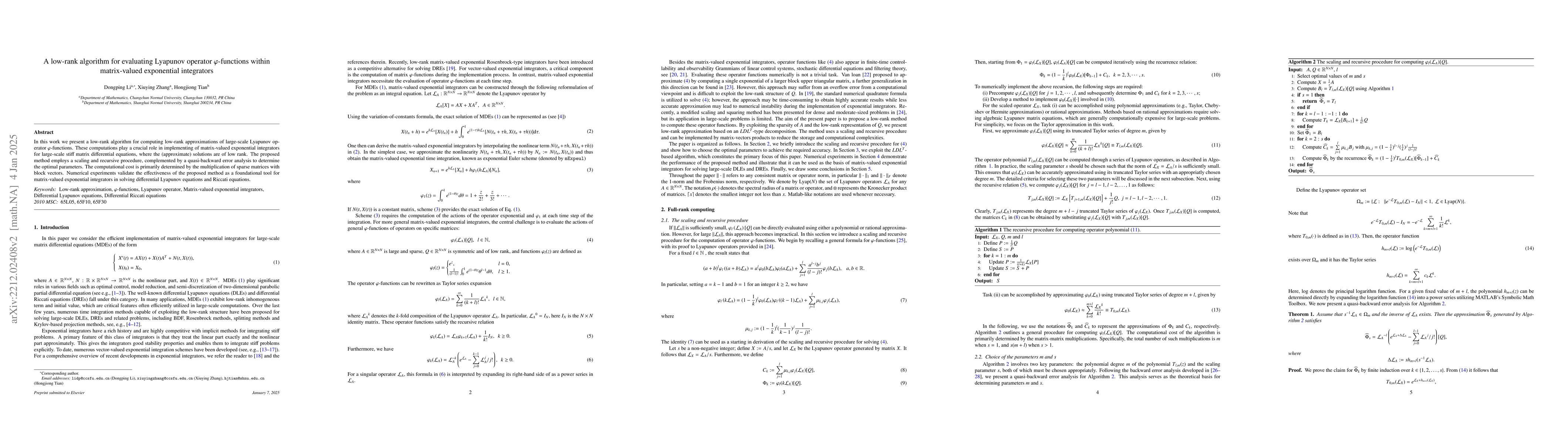Thumbnail for A low-rank algorithm for solving Lyapunov operator $\varphi$-functions
  within the matrix-valued exponential integrators