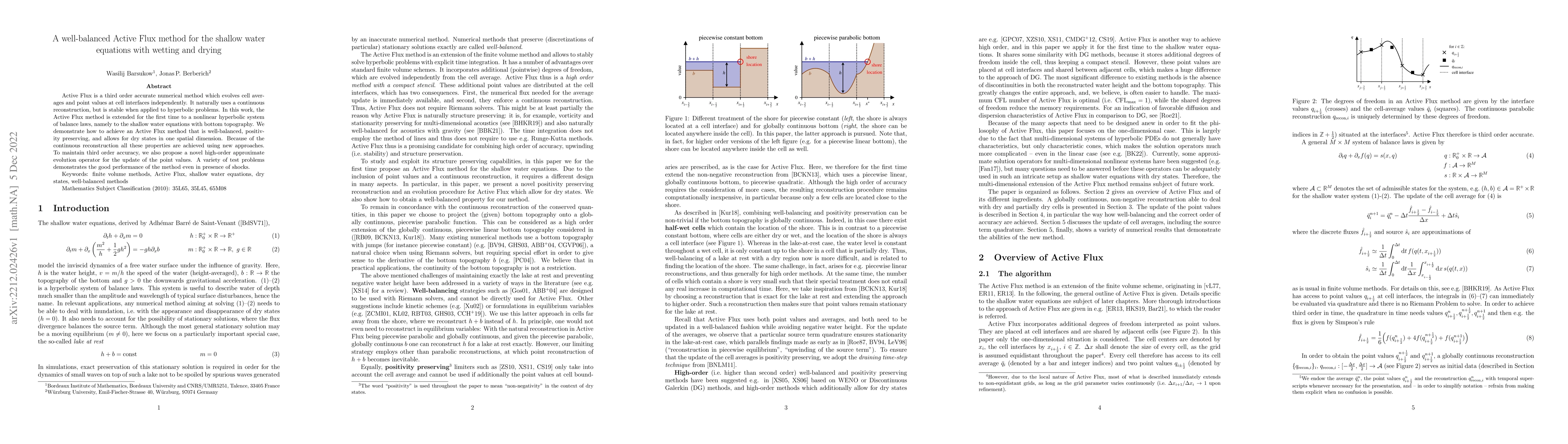 Thumbnail for A well-balanced Active Flux method for the shallow water equations with
  wetting and drying