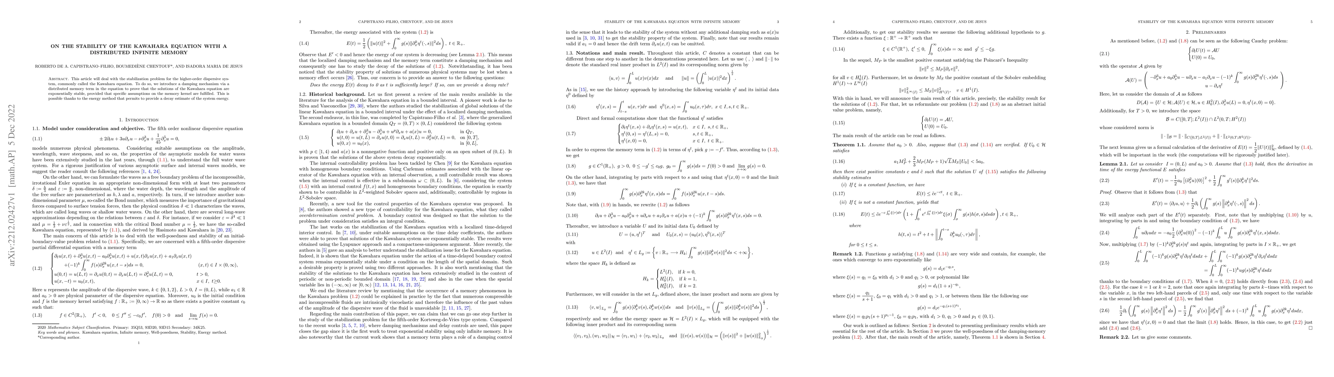 Thumbnail for On the stability of the Kawahara equation with a distributed infinite
  memory