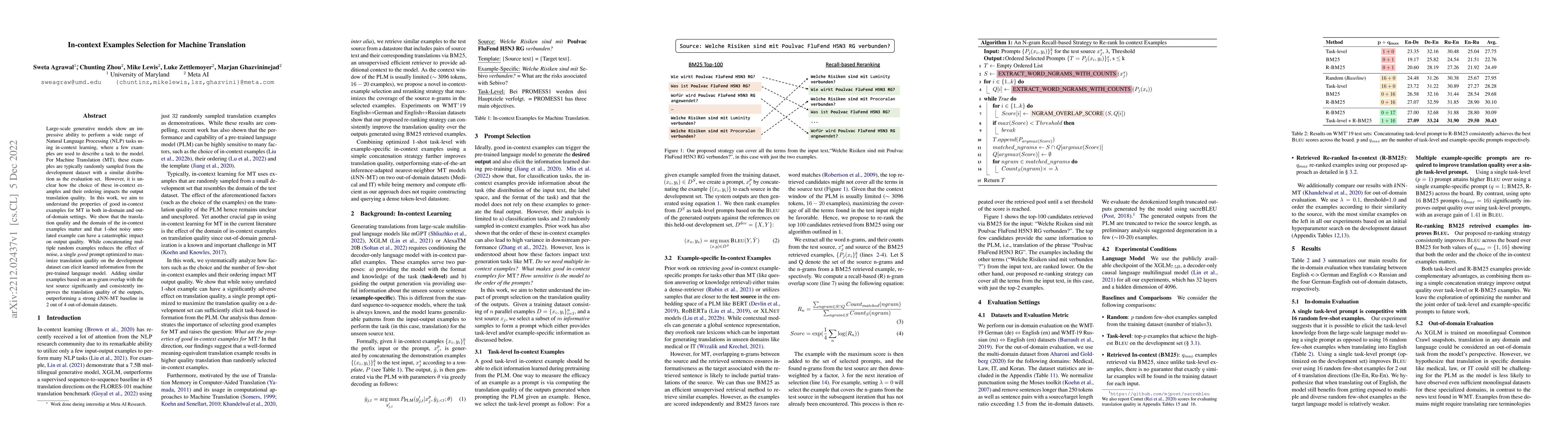 Thumbnail for In-context Examples Selection for Machine Translation