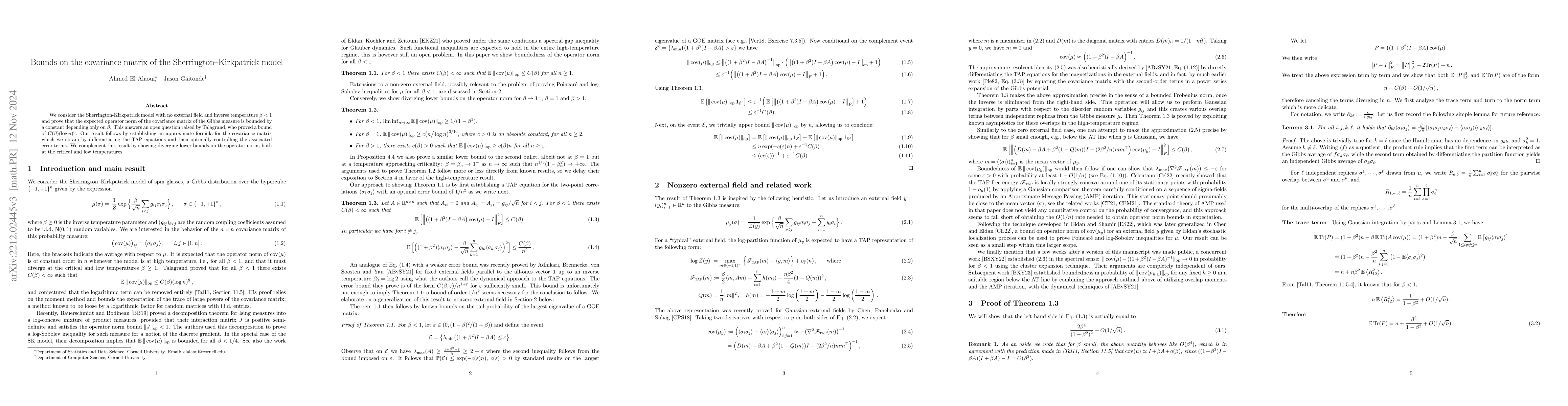 Thumbnail for Bounds on the covariance matrix of the Sherrington-Kirkpatrick model