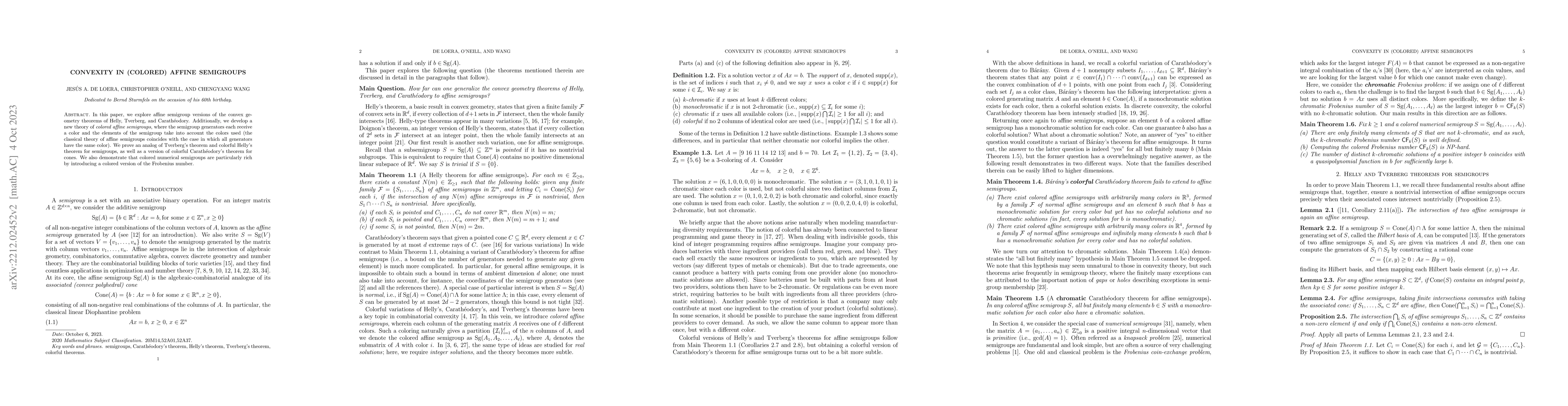 Thumbnail for Convexity in (colored) affine semigroups