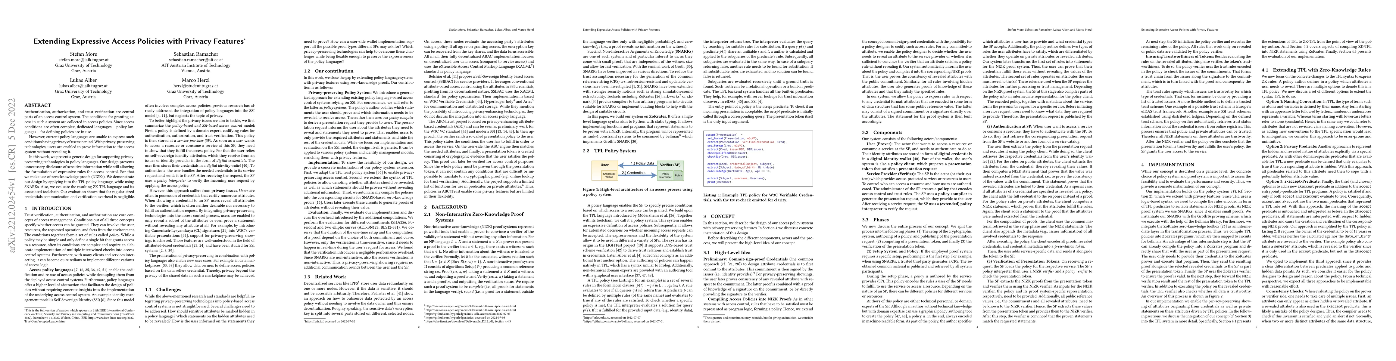Thumbnail for Extending Expressive Access Policies with Privacy Features