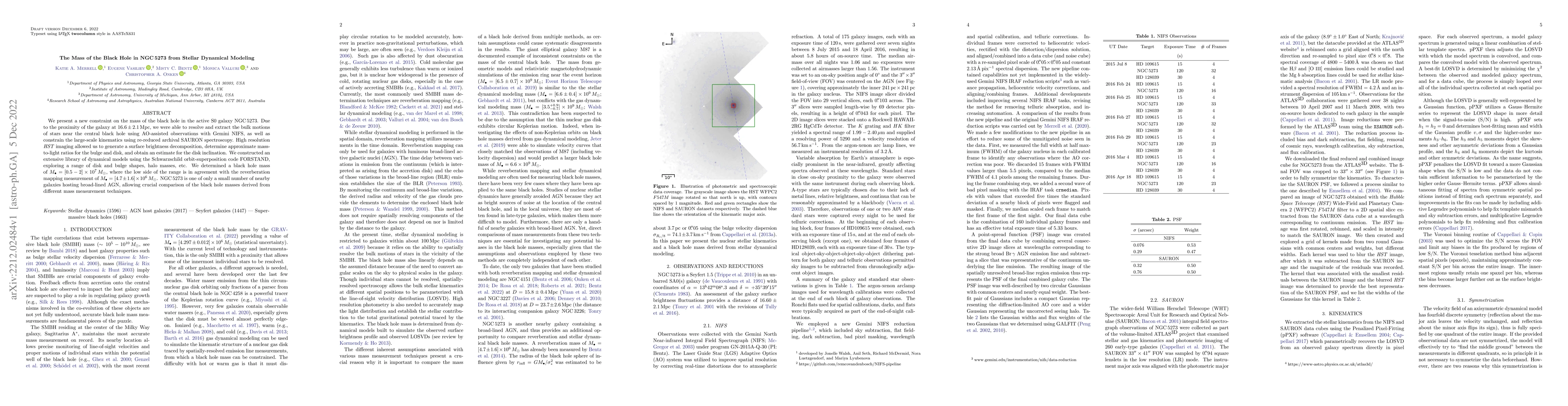 Thumbnail for The Mass of the Black Hole in NGC 5273 from Stellar Dynamical Modeling