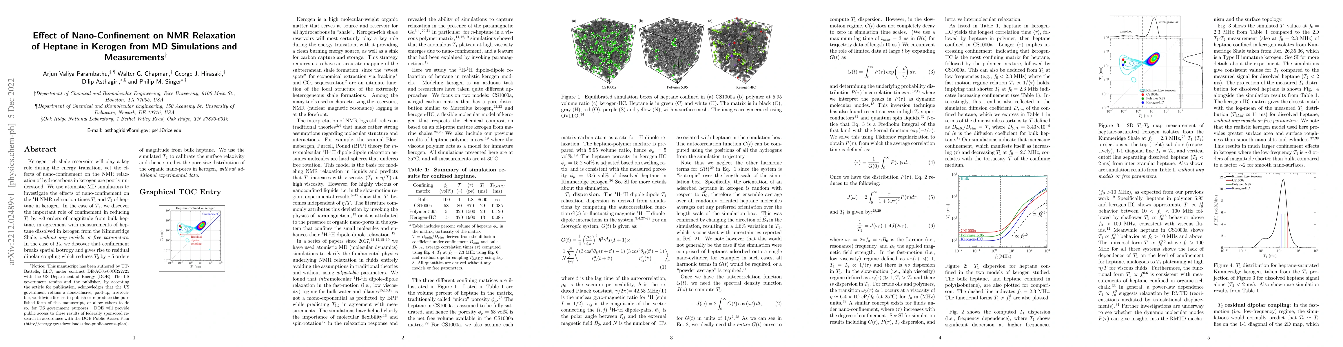 Thumbnail for Effect of Nano-Confinement on NMR Relaxation of Heptane in Kerogen from
  MD Simulations and Measurements