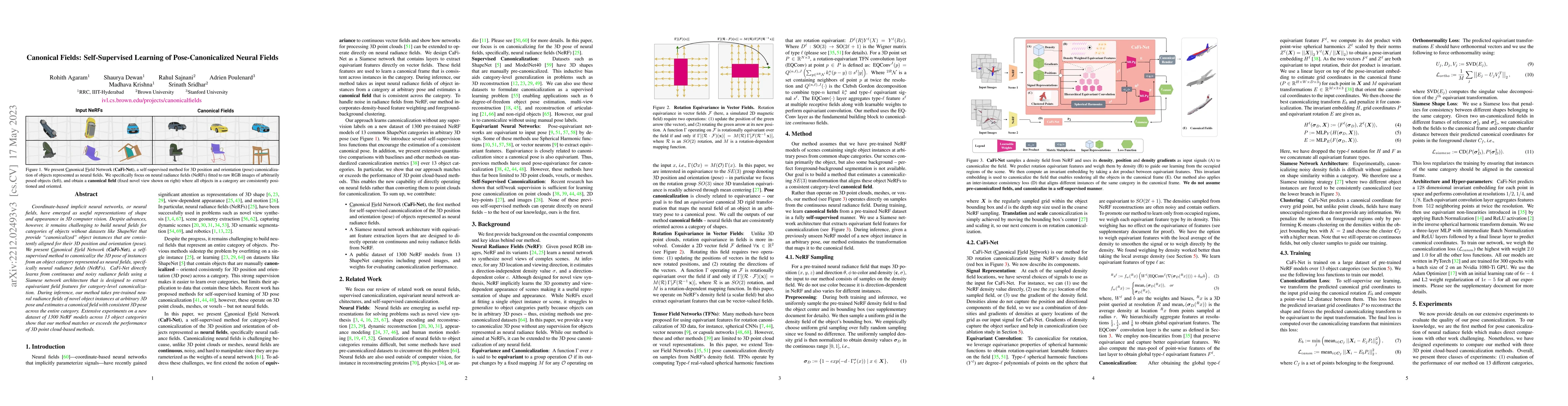 Thumbnail for Canonical Fields: Self-Supervised Learning of Pose-Canonicalized Neural
  Fields