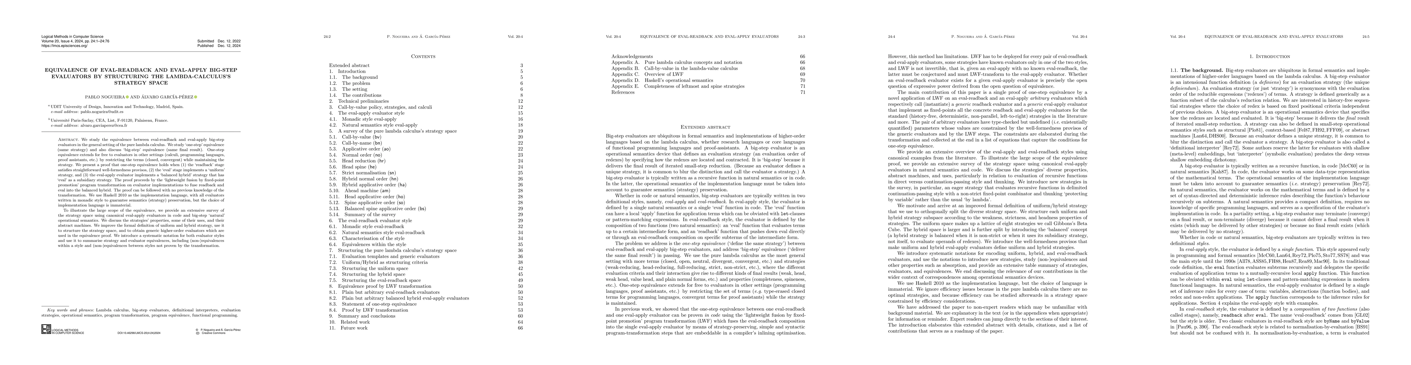 Thumbnail for Equivalence of eval-readback and eval-apply big-step evaluators by
  structuring the lambda-calculus's strategy space