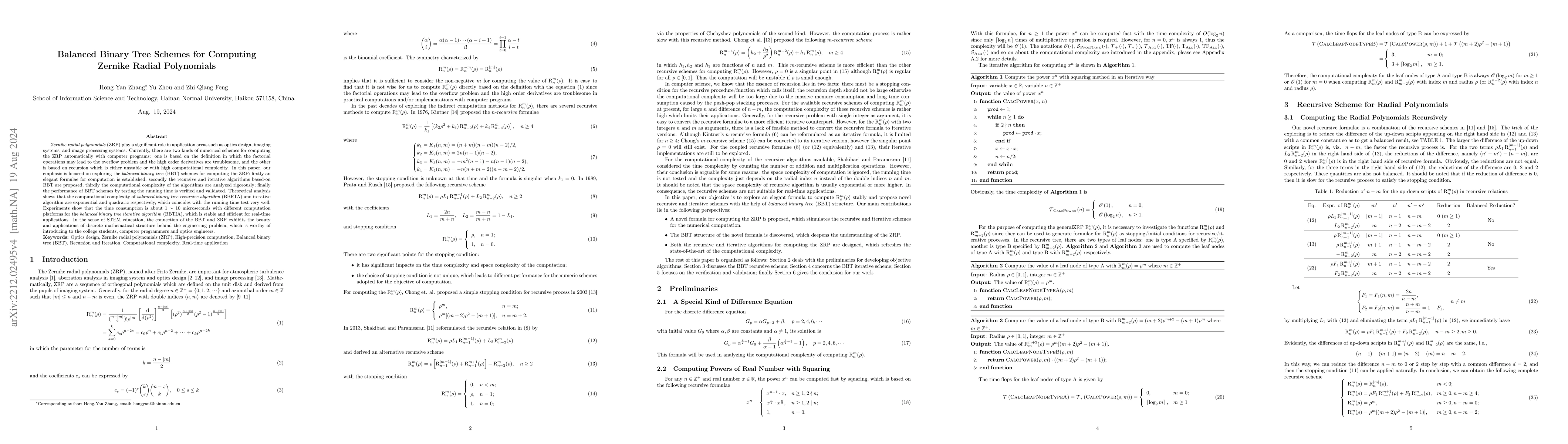 Thumbnail for Balanced Binary Tree Schemes for Computing Zernike Radial Polynomials
