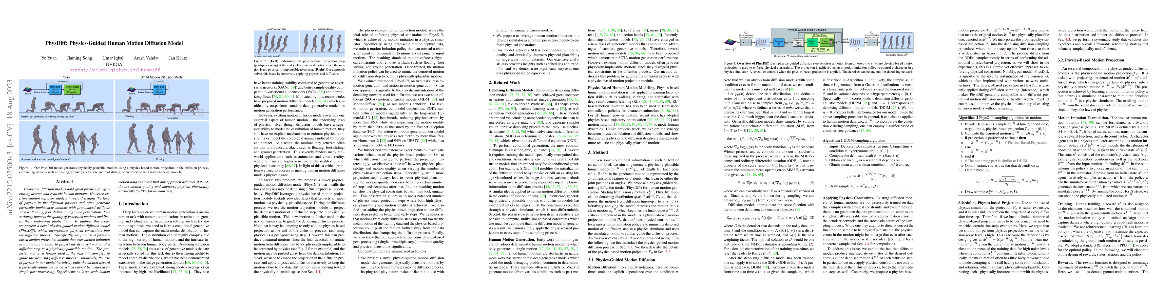 Thumbnail for PhysDiff: Physics-Guided Human Motion Diffusion Model