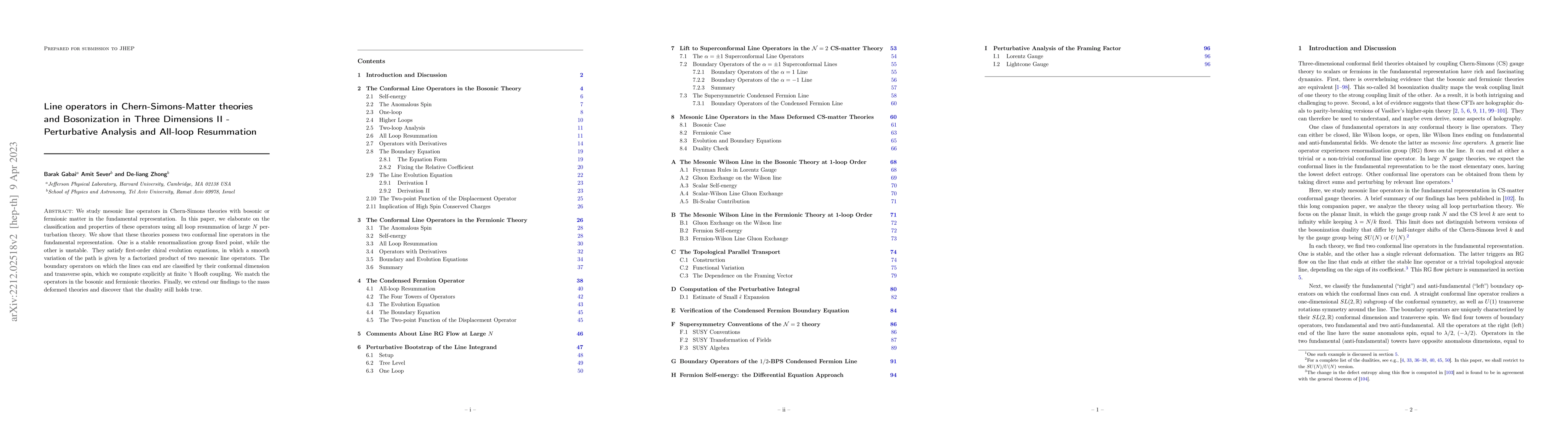 Thumbnail for Line operators in Chern-Simons-Matter theories and Bosonization in Three
  Dimensions II -Perturbative Analysis and All-loop Resummation
