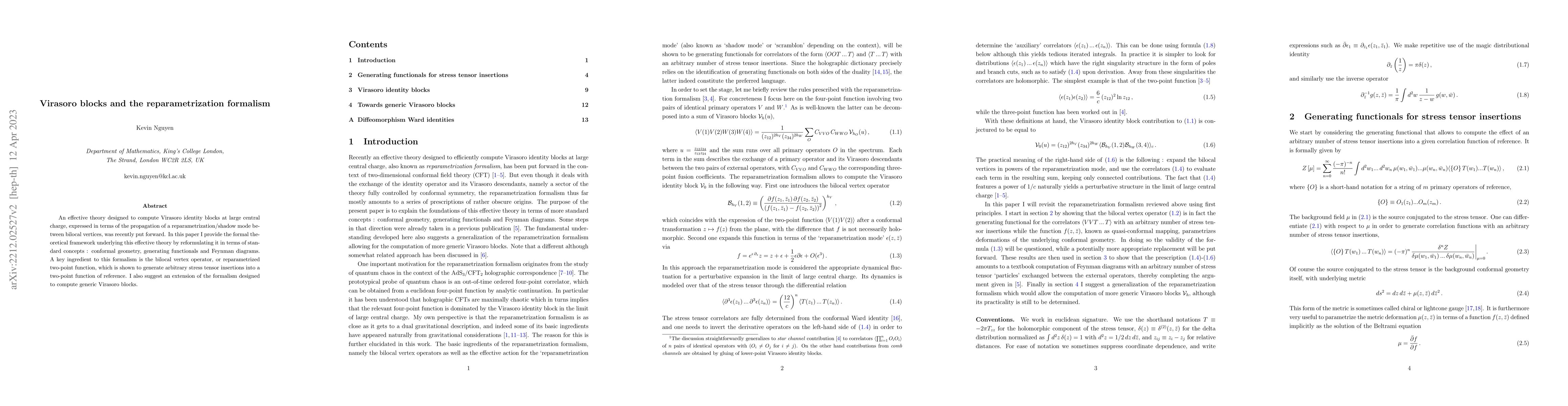 Thumbnail for Virasoro blocks and the reparametrization formalism