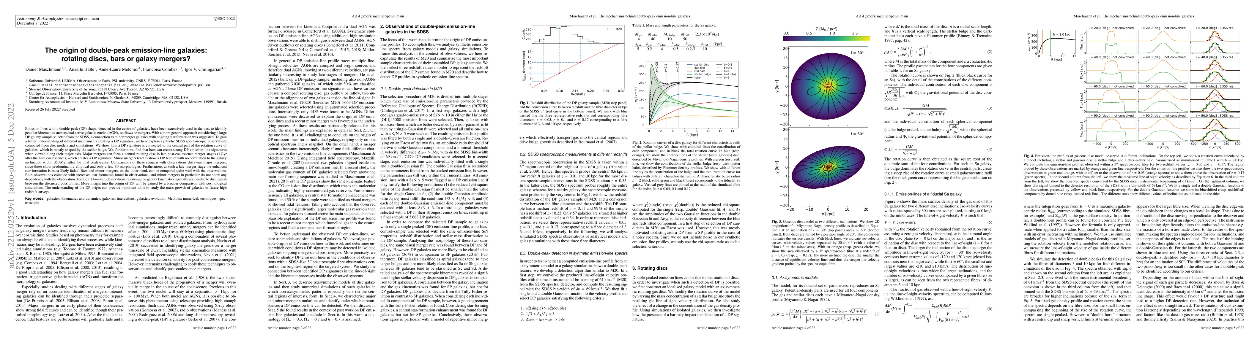 Thumbnail for The origin of double-peak emission-line galaxies: rotating discs, bars
  or galaxy mergers?