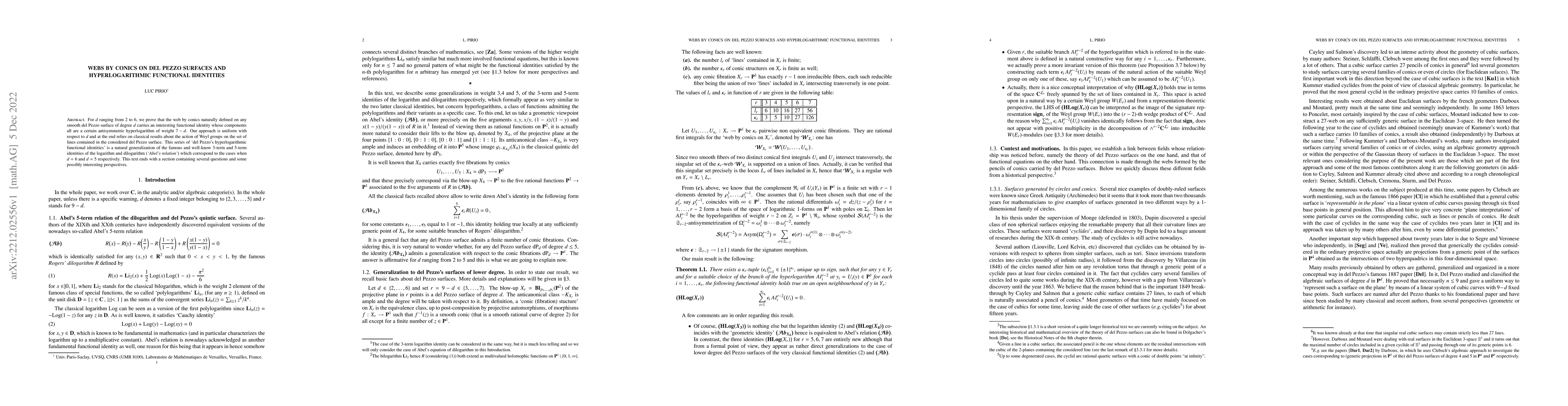 Thumbnail for Webs by conics on del Pezzo surfaces and hyperlogarithmic functional
  identities