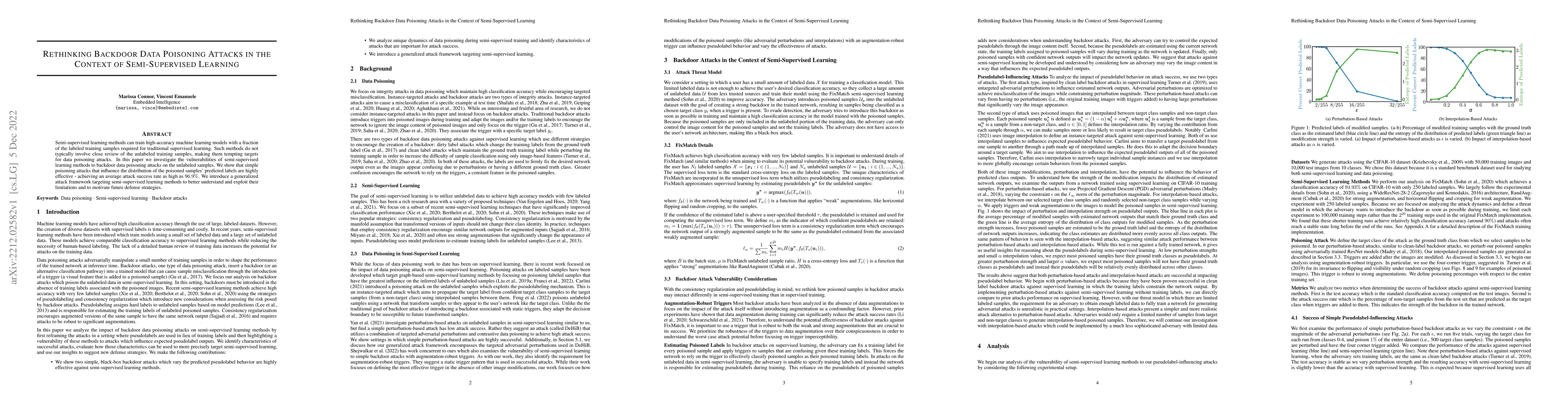 Thumbnail for Rethinking Backdoor Data Poisoning Attacks in the Context of
  Semi-Supervised Learning