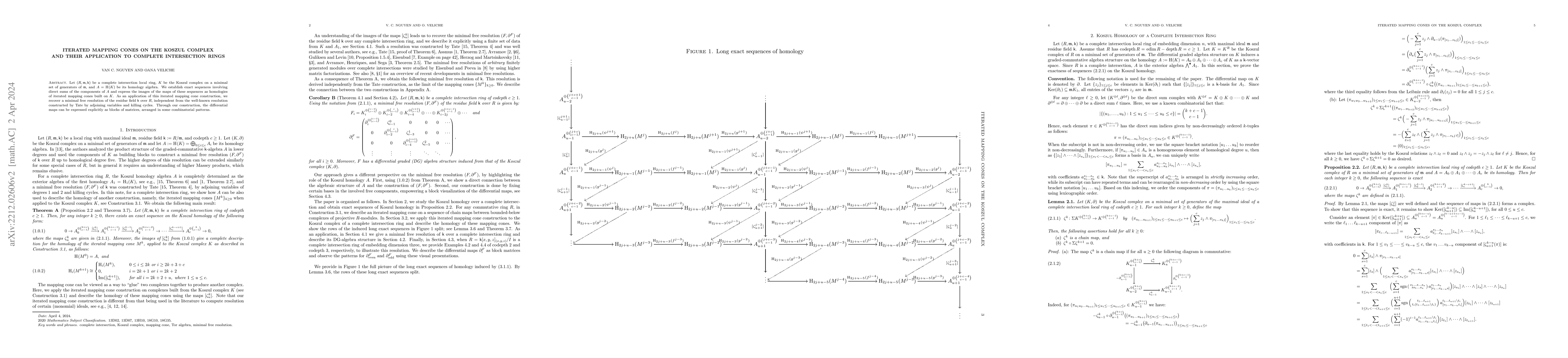 Thumbnail for Iterated Mapping Cones on the Koszul Complex and Their Application to
  Complete Intersection Rings