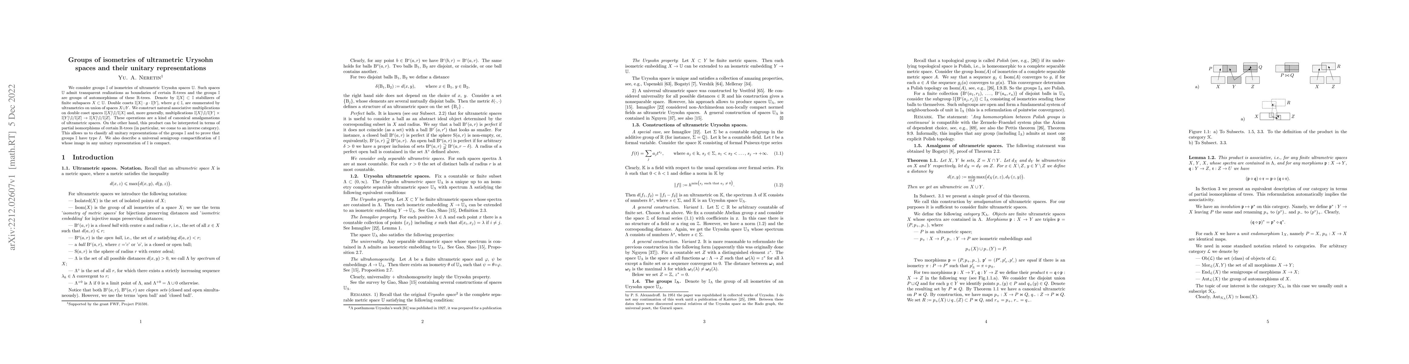Thumbnail for Groups of isometries of ultrametric Urysohn spaces and their unitary
  representations