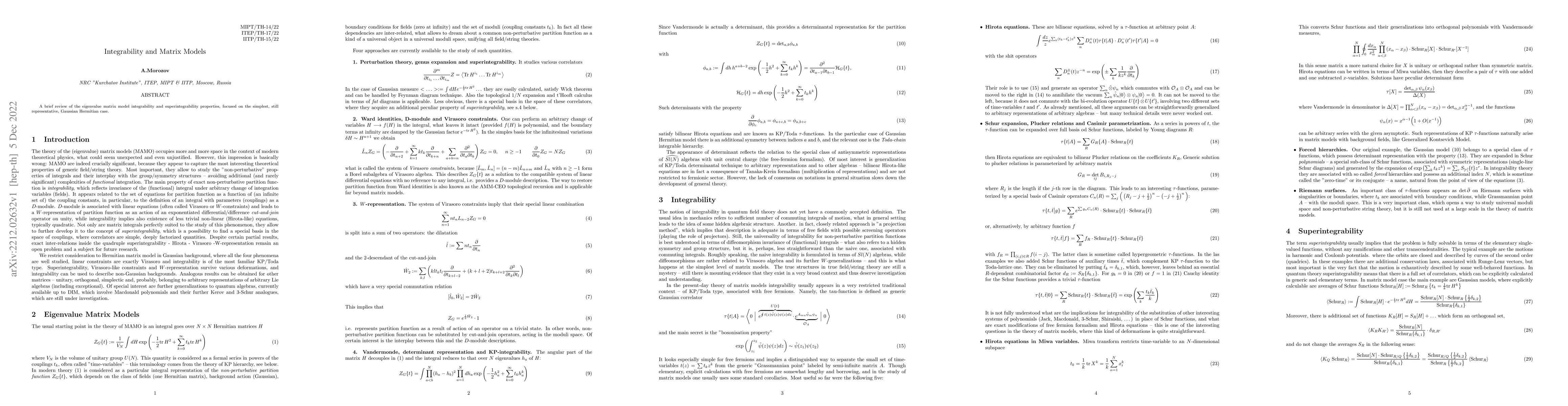 Thumbnail for Integrability and Matrix Models