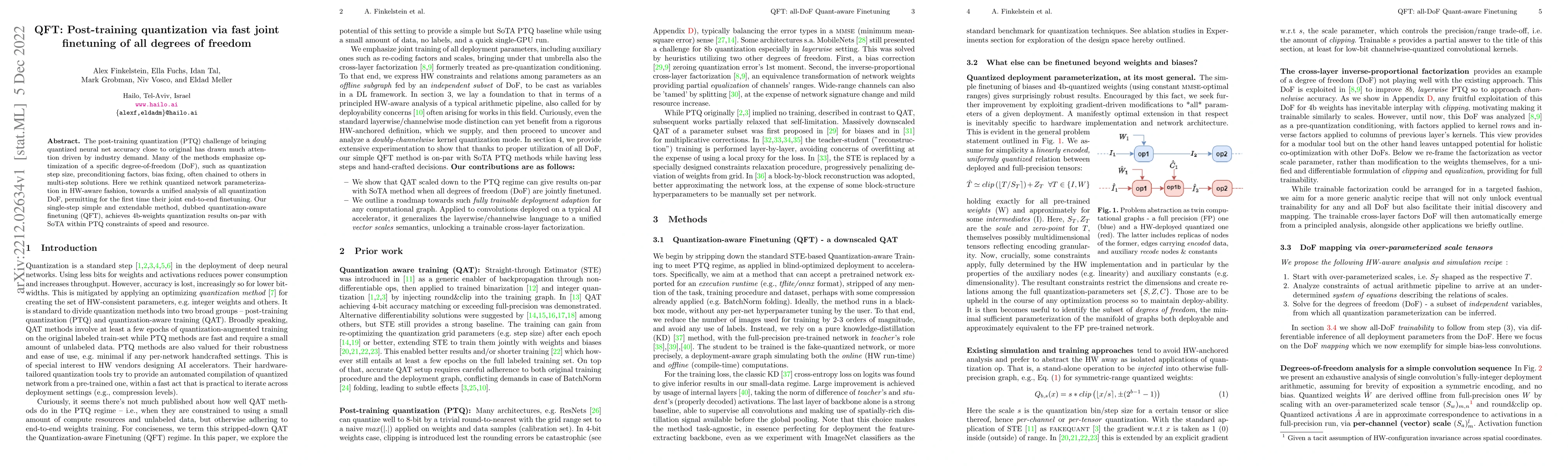 Thumbnail for QFT: Post-training quantization via fast joint finetuning of all degrees
  of freedom