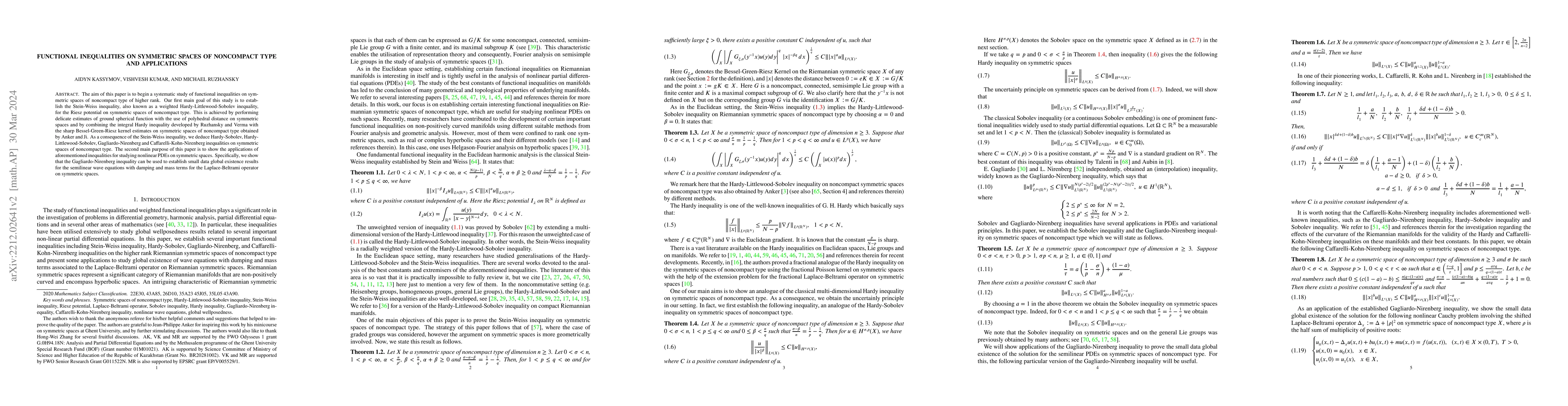 Thumbnail for Functional inequalities on symmetric spaces of noncompact type and
  applications