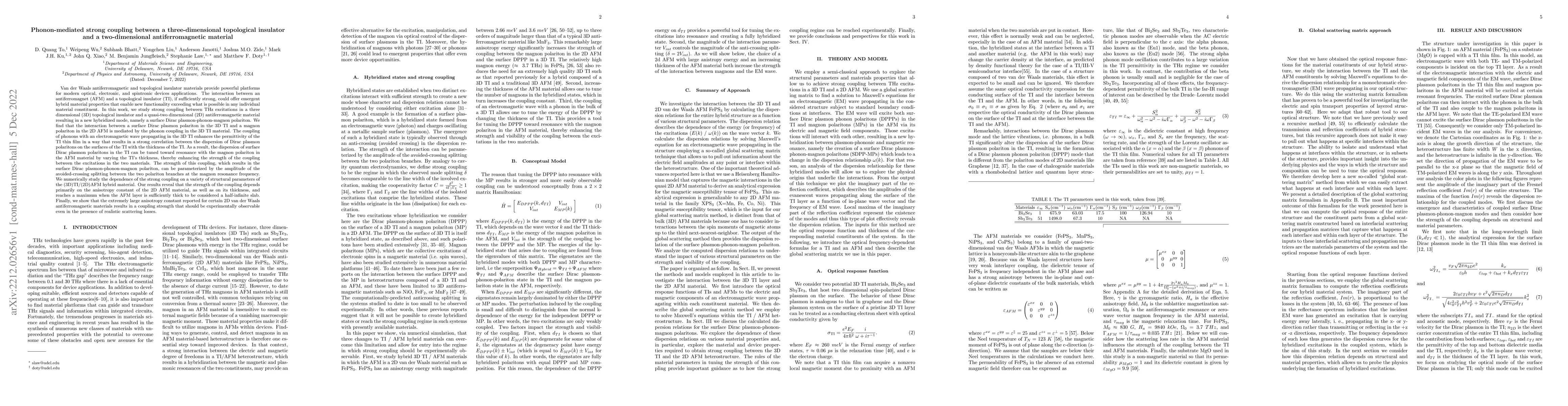 Thumbnail for Phonon-mediated strong coupling between a three-dimensional topological
  insulator and a two-dimensional antiferromagnetic material