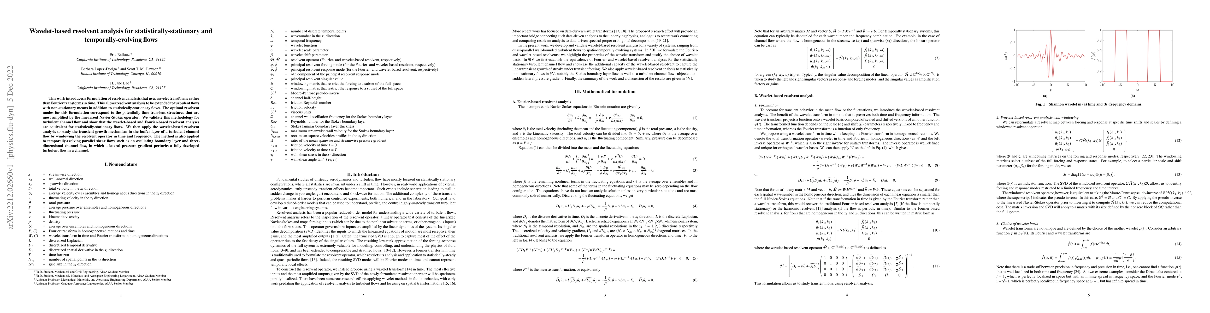Thumbnail for Wavelet-based resolvent analysis for statistically-stationary and
  temporally-evolving flows