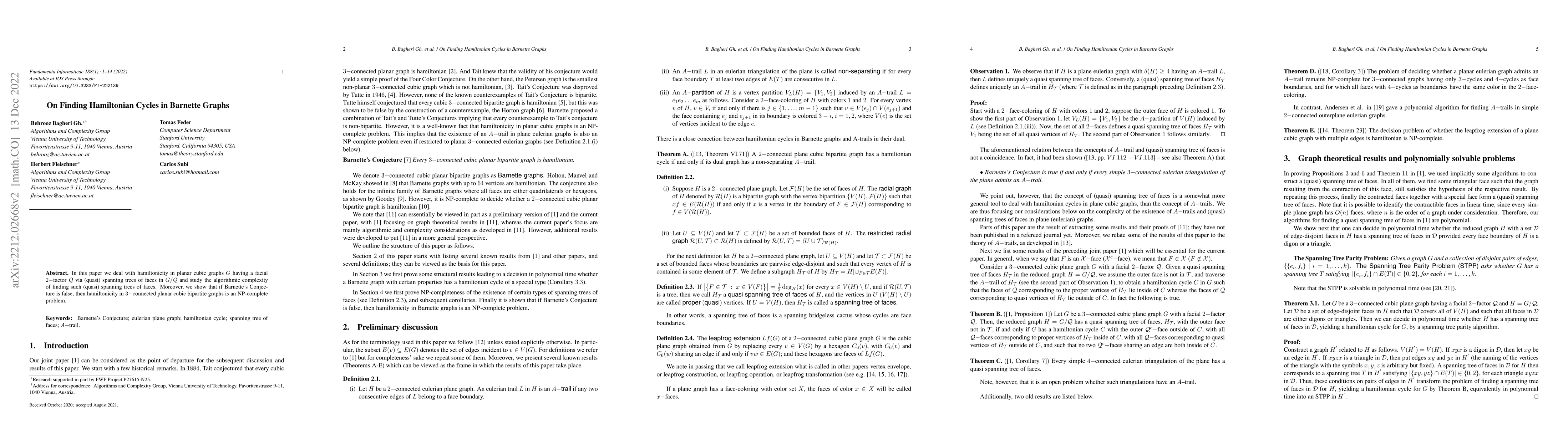 Thumbnail for On finding hamiltonian cycles in Barnette graphs