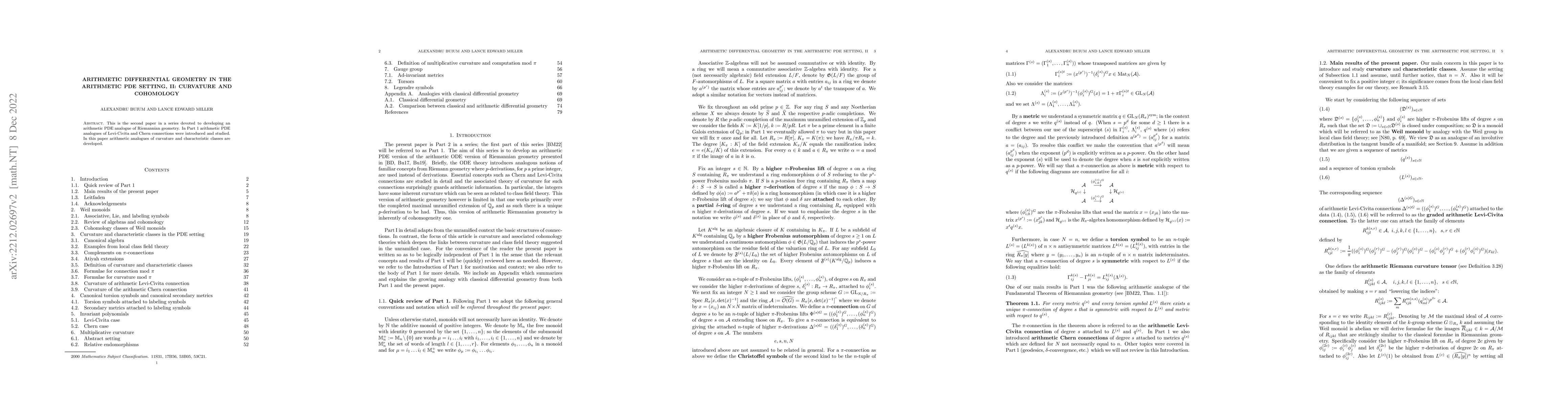 Thumbnail for Arithmetic differential geometry in the arithmetic PDE setting II:
  curvature and cohomology
