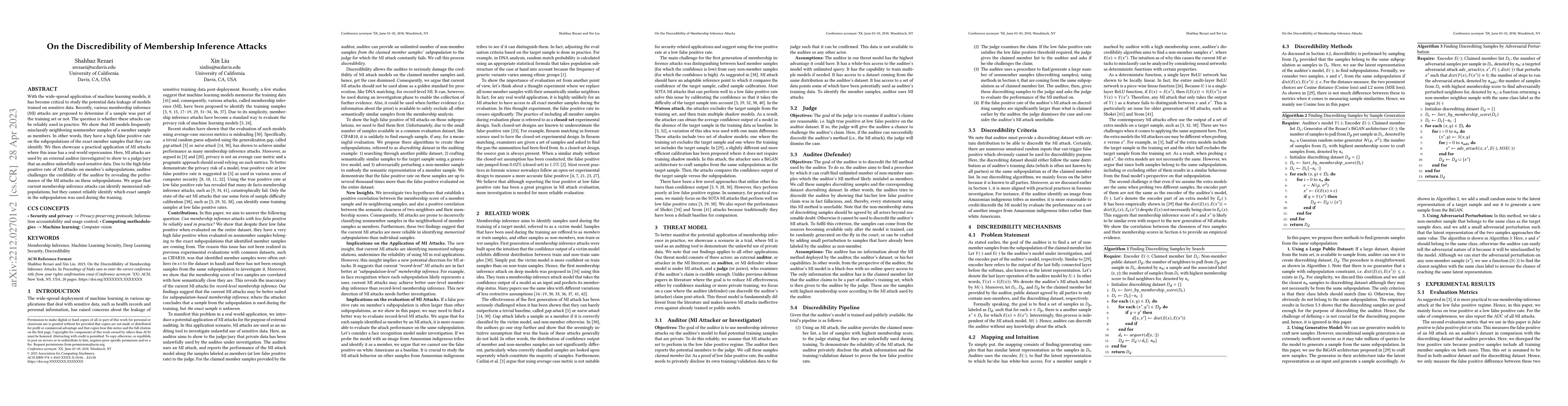 Thumbnail for On the Discredibility of Membership Inference Attacks