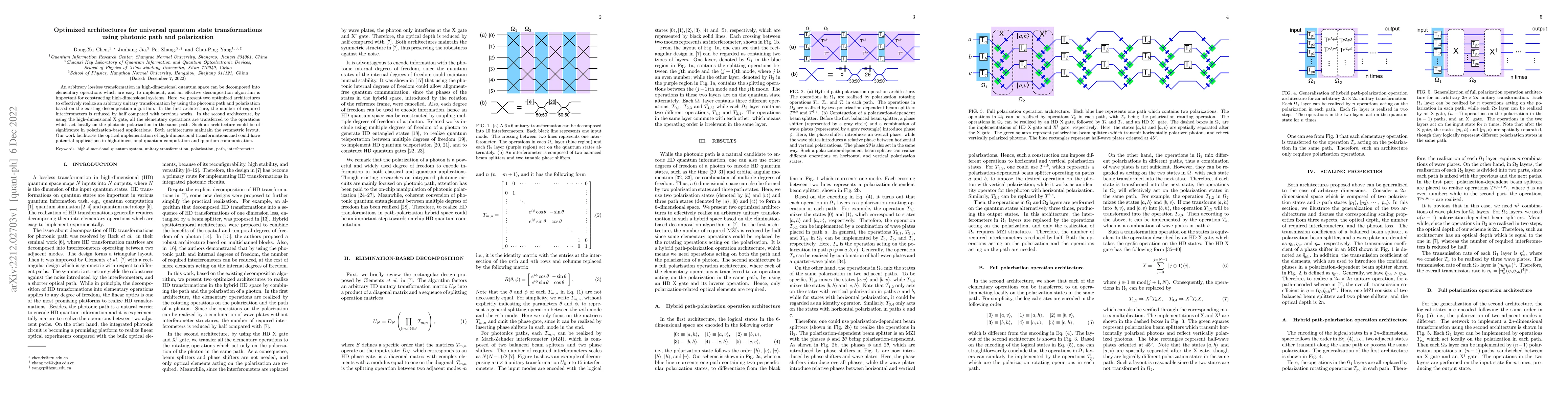 Thumbnail for Optimized architectures for universal quantum state transformations
  using photonic path and polarization