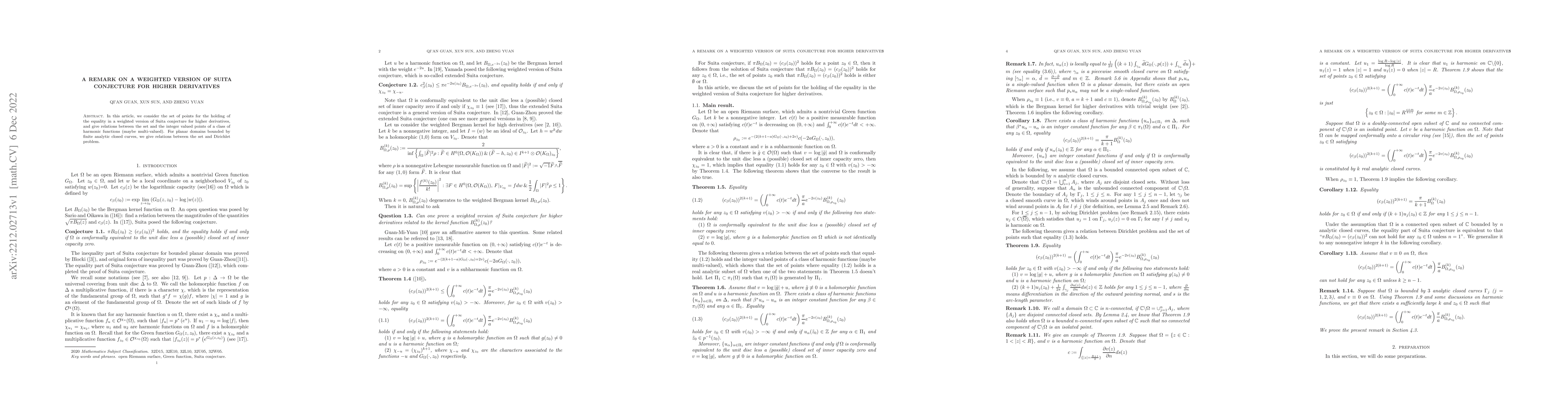 Thumbnail for A remark on a weighted version of Suita conjecture for higher
  derivatives