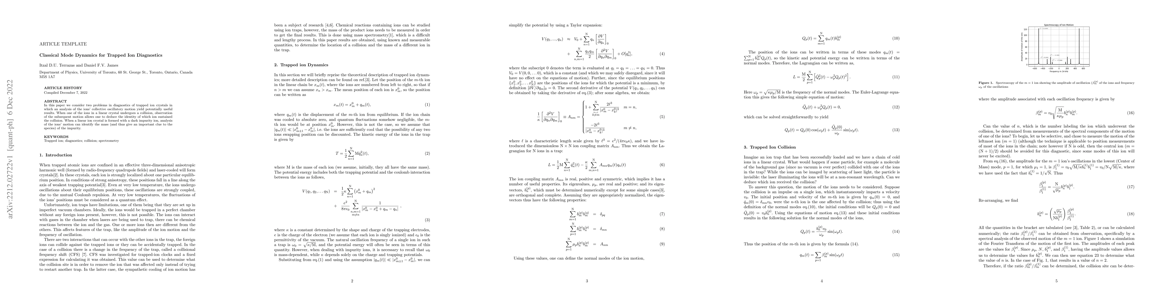 Thumbnail for Classical Mode Dyanmics for Trapped Ion Diagnostics