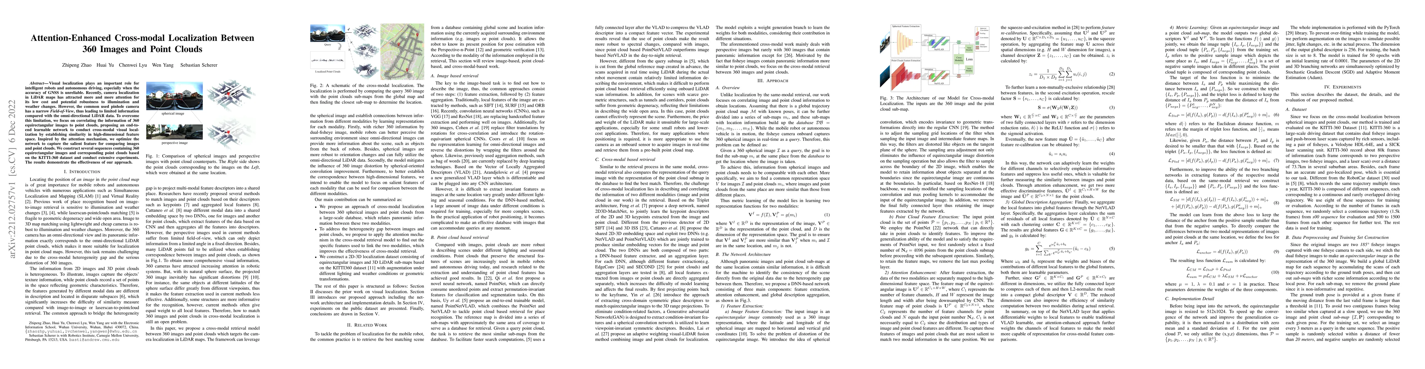 Thumbnail for Attention-Enhanced Cross-modal Localization Between 360 Images and Point
  Clouds