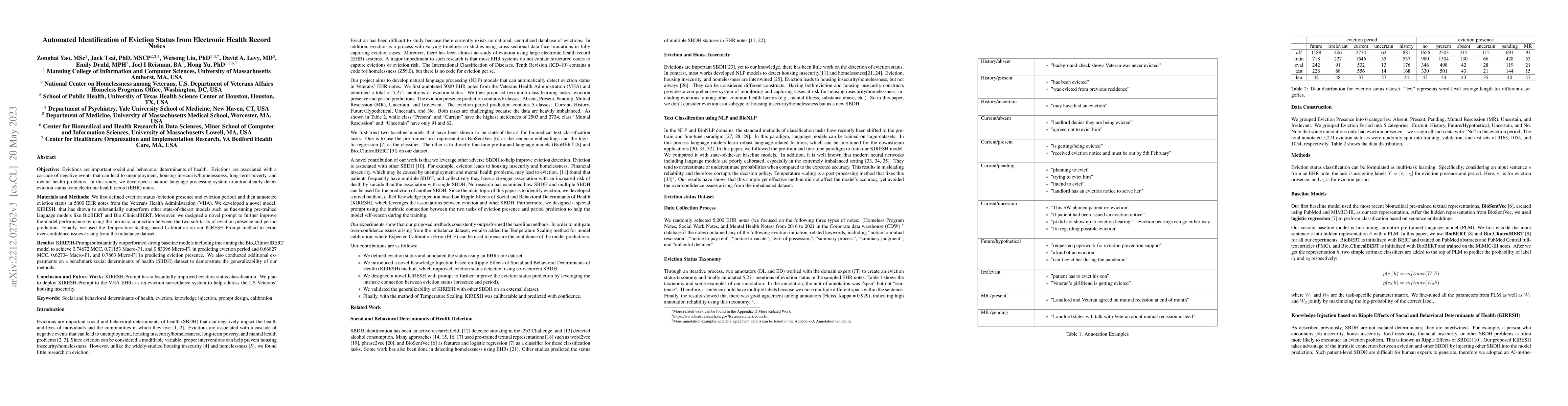Thumbnail for Automated Identification of Eviction Status from Electronic Health
  Record Notes
