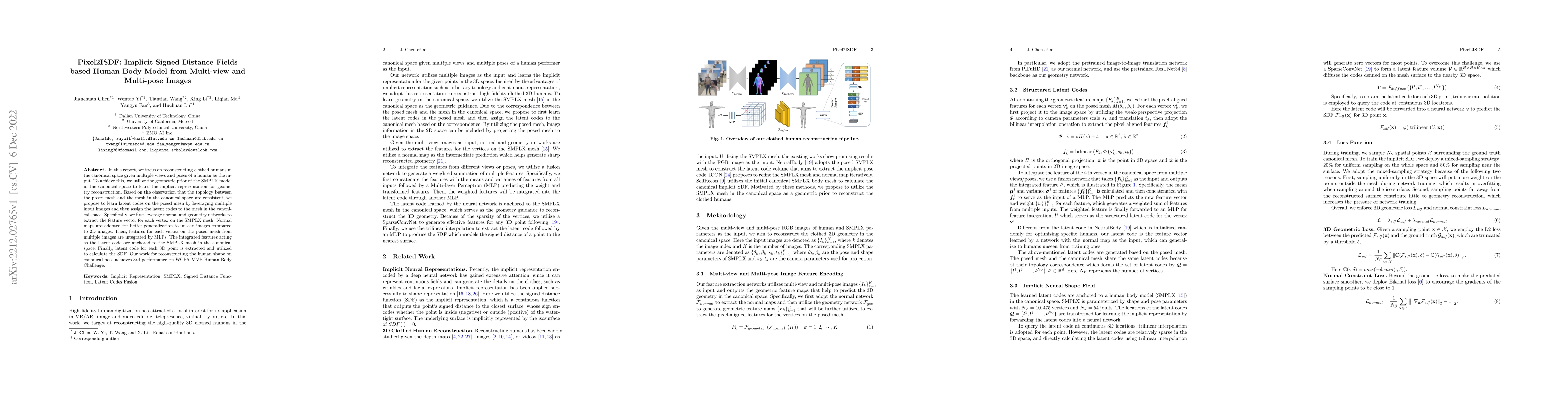 Thumbnail for Pixel2ISDF: Implicit Signed Distance Fields based Human Body Model from
  Multi-view and Multi-pose Images