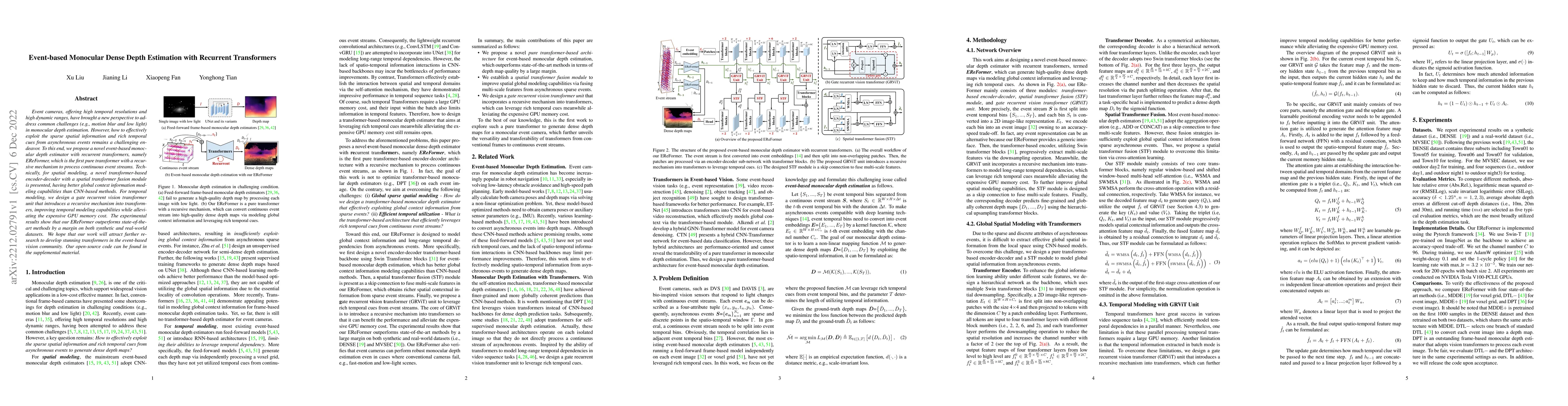 Thumbnail for Event-based Monocular Dense Depth Estimation with Recurrent Transformers