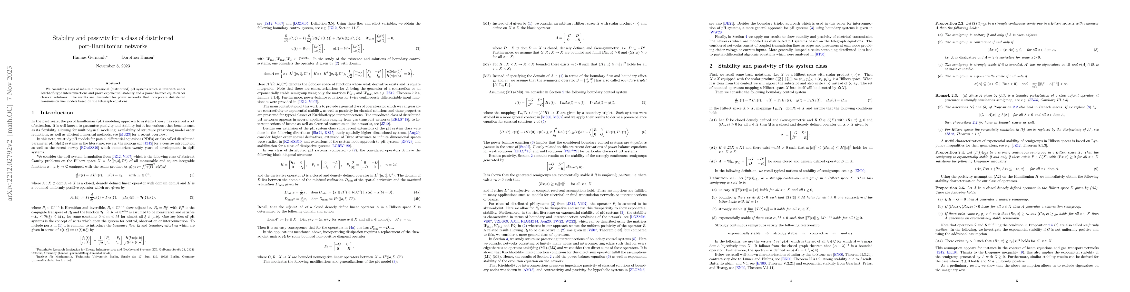 Thumbnail for Stability and passivity for a class of distributed port-Hamiltonian
  networks