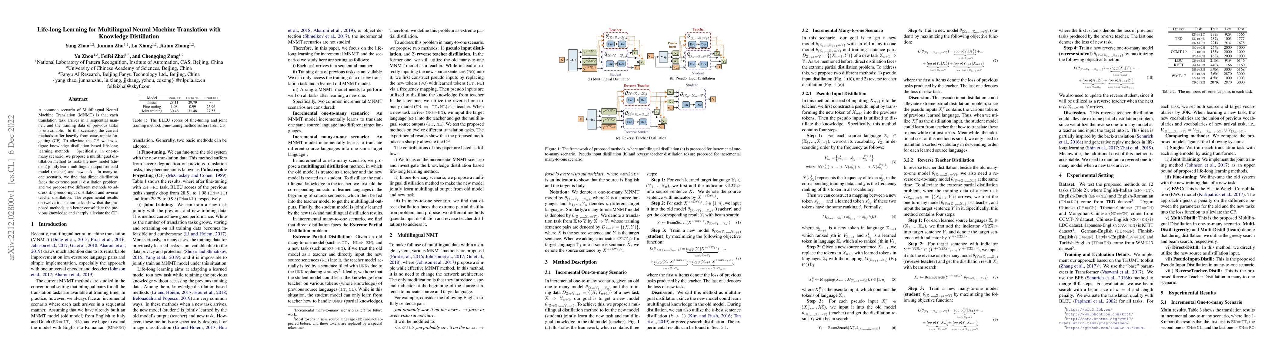 Thumbnail for Life-long Learning for Multilingual Neural Machine Translation with
  Knowledge Distillation