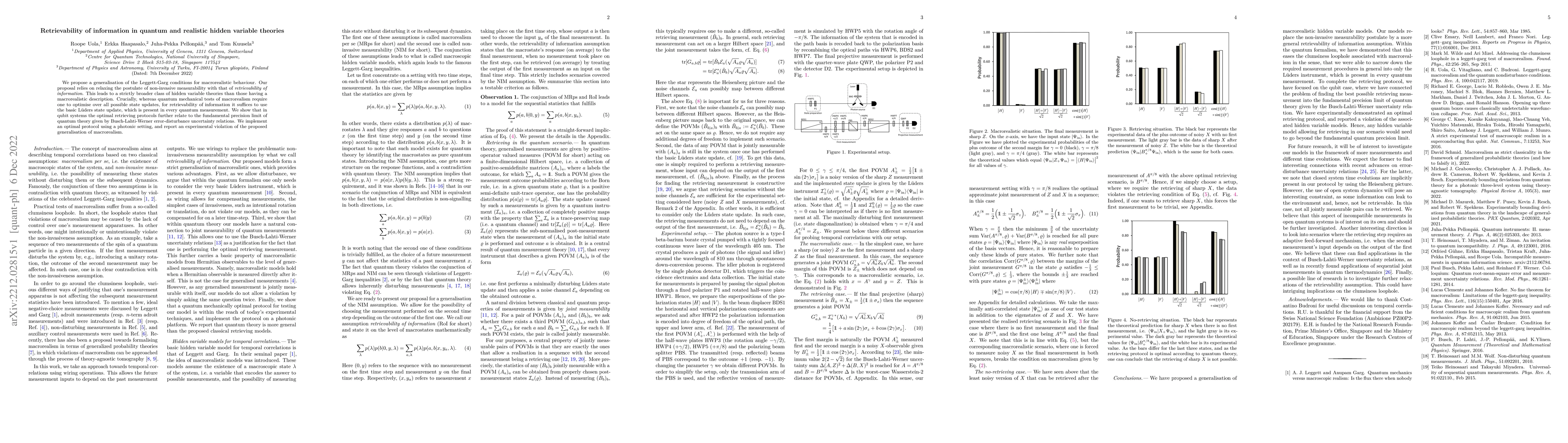 Thumbnail for Retrievability of information in quantum and realistic hidden variable
  theories