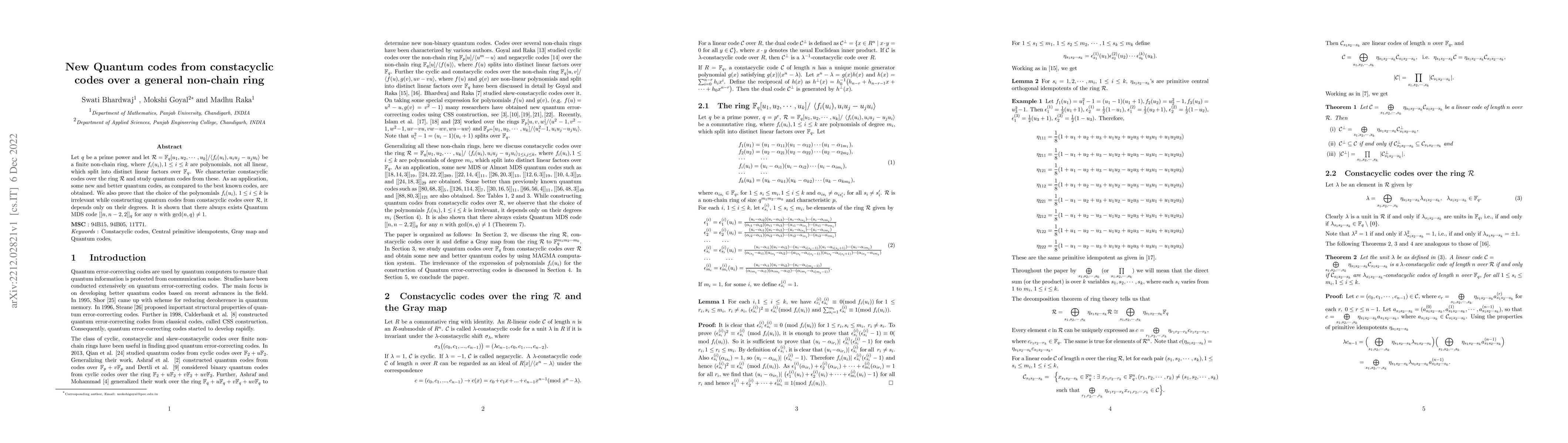 Thumbnail for New Quantum codes from constacyclic codes over a general non-chain ring