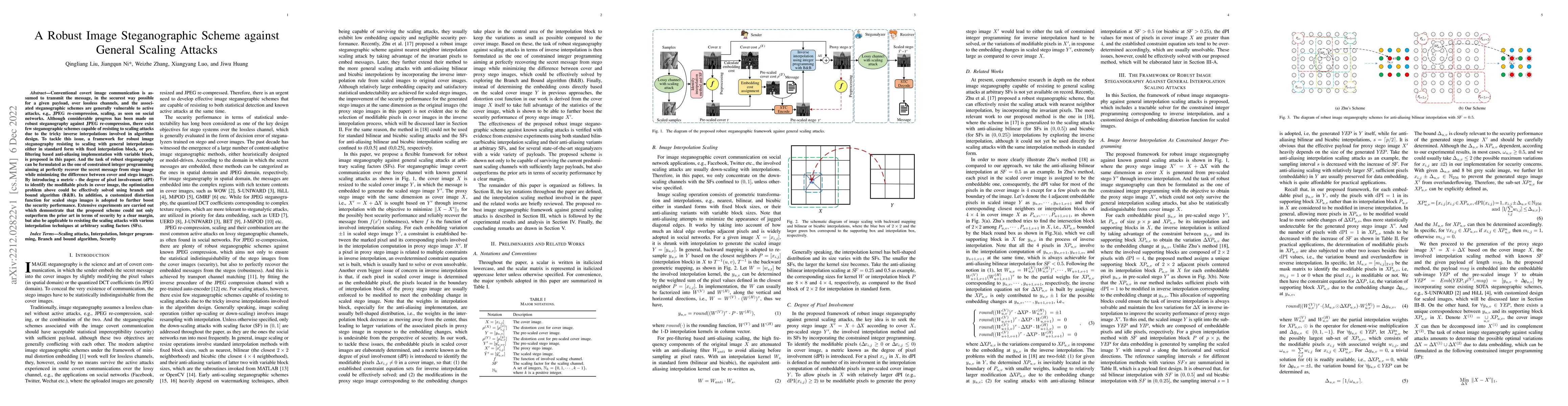 Thumbnail for A Robust Image Steganographic Scheme against General Scaling Attacks