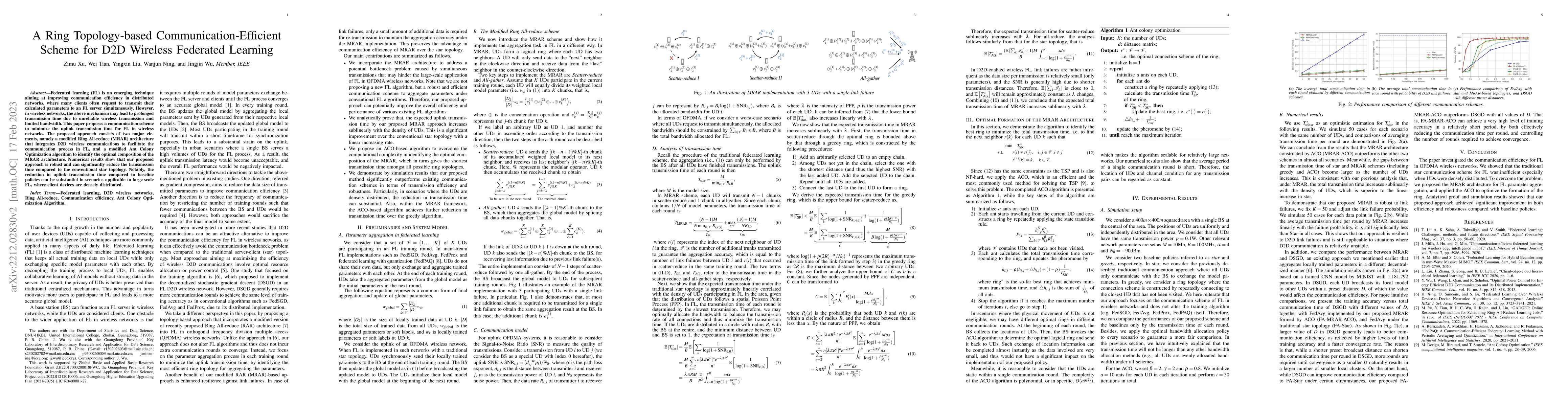 Thumbnail for A Ring Topology-based Communication-Efficient Scheme for D2D Wireless
  Federated Learning