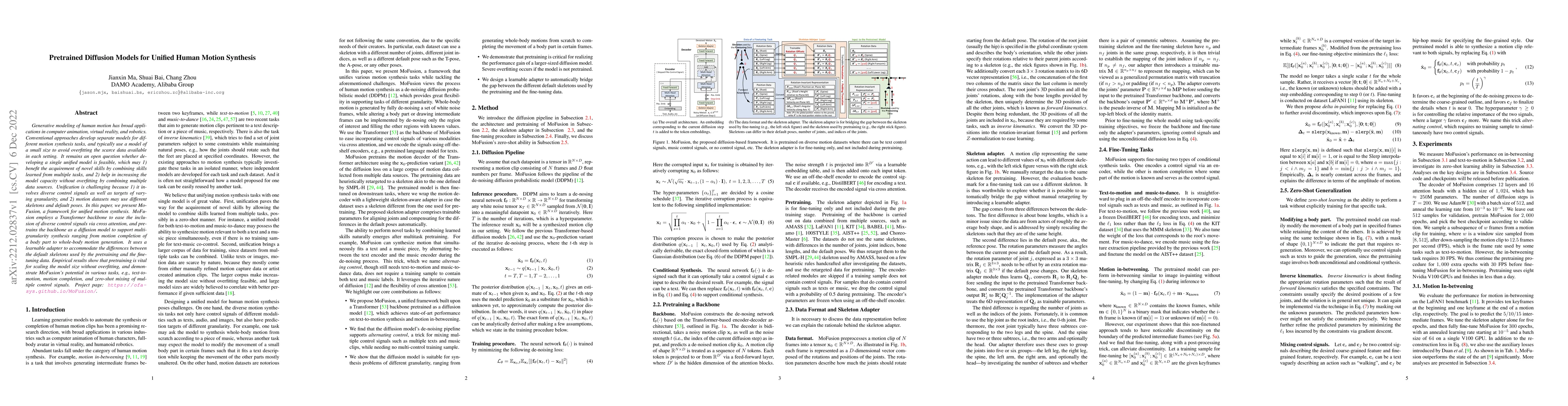 Thumbnail for Pretrained Diffusion Models for Unified Human Motion Synthesis