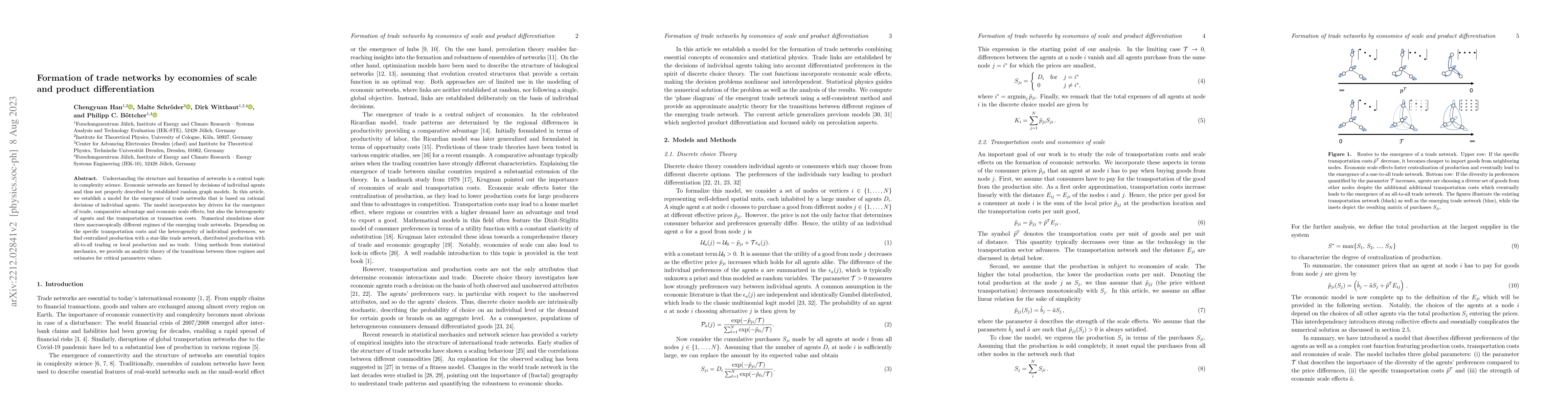 Thumbnail for Formation of trade networks by economies of scale and product
  differentiation