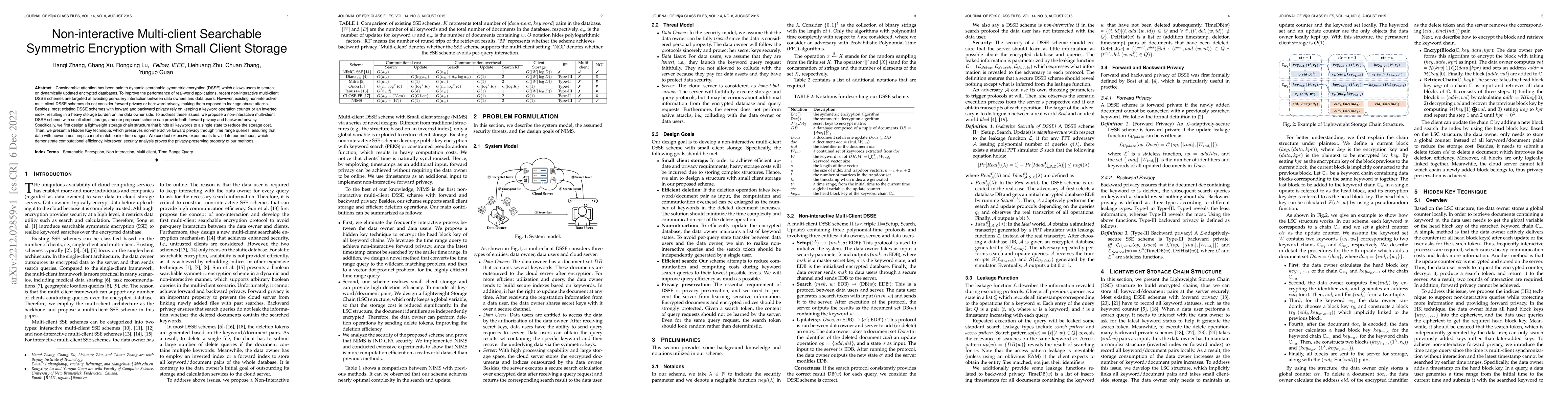 Thumbnail for Non-interactive Multi-client Searchable Symmetric Encryption with Small
  Client Storage