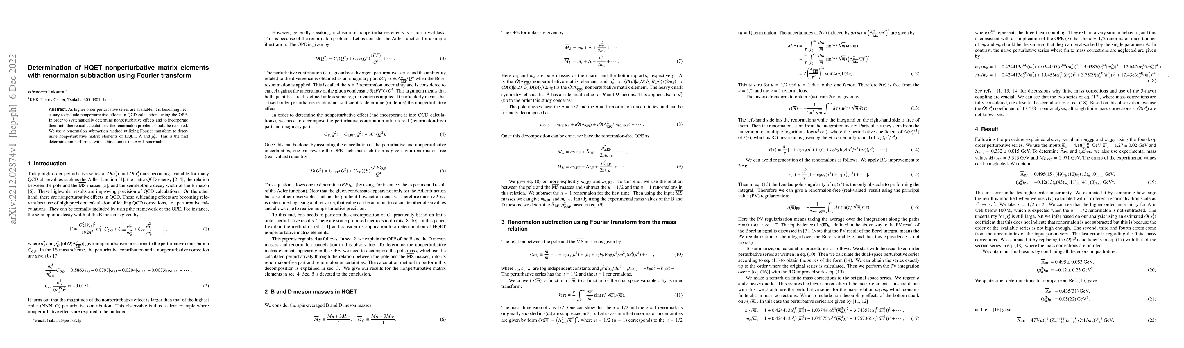 Thumbnail for Determination of HQET nonperturbative matrix elements with renormalon
  subtraction using Fourier transform